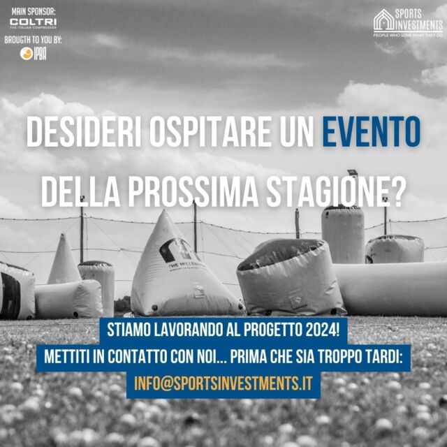 Stiamo lavorando al progetto relativo all'organizzazione degli eventi di campionato federale 2024. La tua società ha un campo attrezzato? Desideri ospitare un evento? Mettiti in contatto con noi, prima che sia troppo tardi...

Se vorresti ospitare un evento ma pensi che il tuo campo attrezzato non sia ancora pronto al 100% puoi contattarci anche per ricevere tutta l'assistenza e la consulenza necessaria per renderlo tale!

Di seguito le date comunicate dalla Commissione paintball della Fidasc:
3 MEN CENTRO SUD	- 7 aprile
3 MEN NORD	- 14 aprile
5 MEN	- 5 maggio
3 MEN CENTRO SUD	- 19 maggio
3 MEN NORD	- 26 maggio
5 MEN	- 16 giugno
3 MEN CENTRO SUD	- 30 giugno
3 MEN NORD	- 7 luglio
5 MEN	- 15 settembre
FINALE 3 MEN - 6 ottobre
